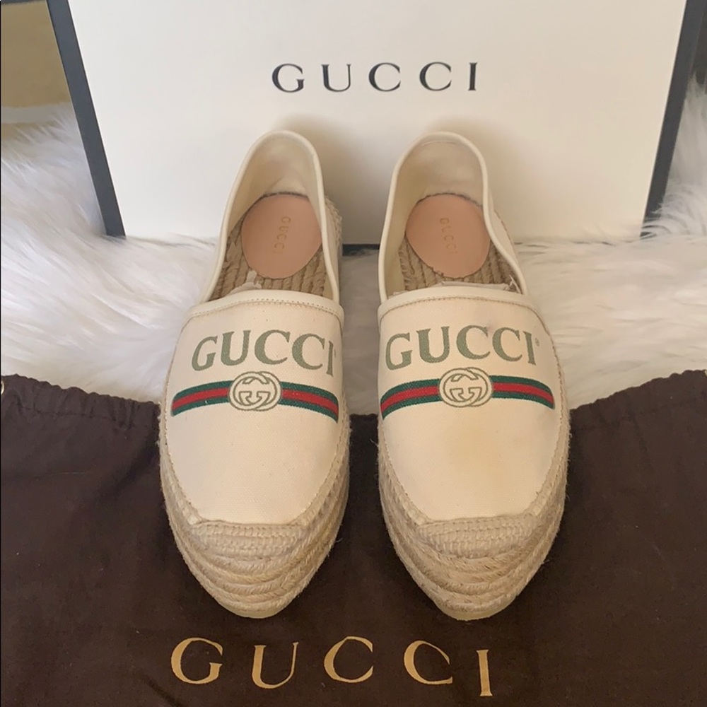 Gucci platform espadrille canvas 37.5 or 7 US size